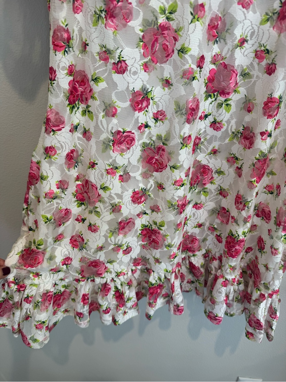 Betsey Johnson Goldie Floral Mini Dress Puff Sleeve Smocked Y2K Large - Picture 6 of 13